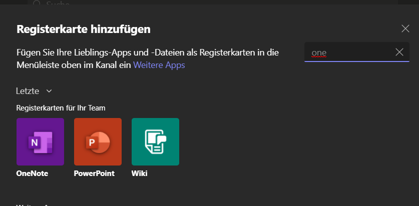 OneNote zu Teams hinzufügen